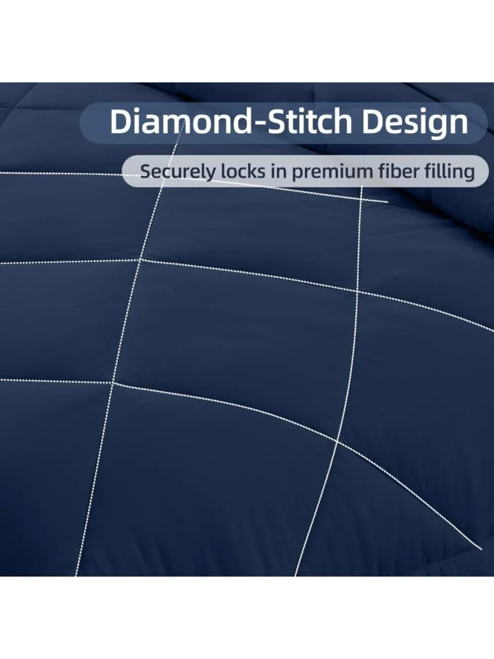 Luxurious 7-Piece King Comforter Set, All-Season Soft Bedding, Navy Blue